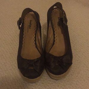 Brown wedge sandals